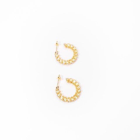 Brinco Argola Cravejada Dourado Semijoia Banhado a Ouro 18K Meryl Dourado 6