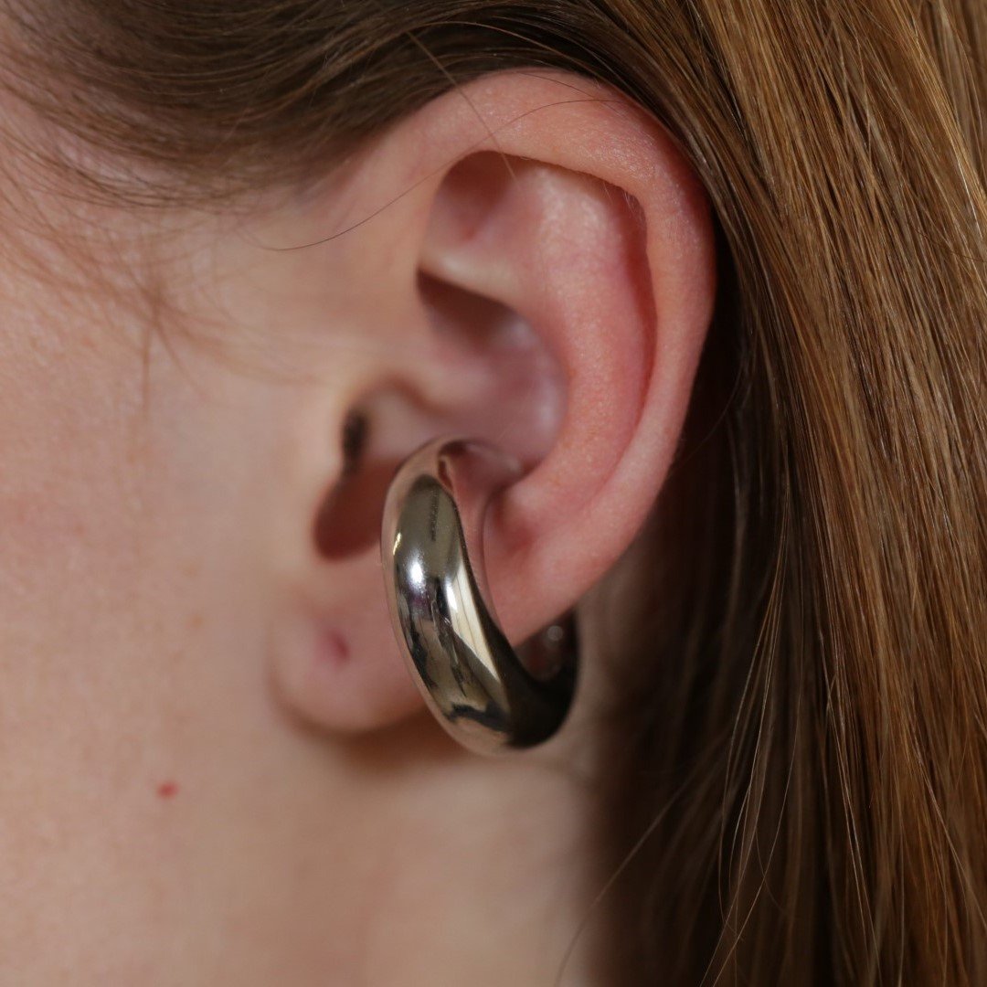 Piercing Argola Bold Semijoia Banhado a Ródio Branco Ania Store Cinza 2