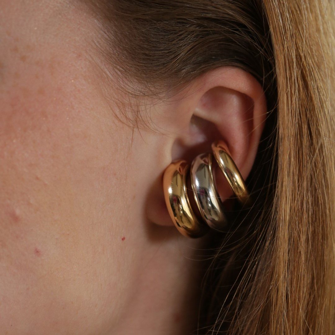 Piercing Argola Bold Semijoia Banhado a Ródio Branco Ania Store Cinza 3