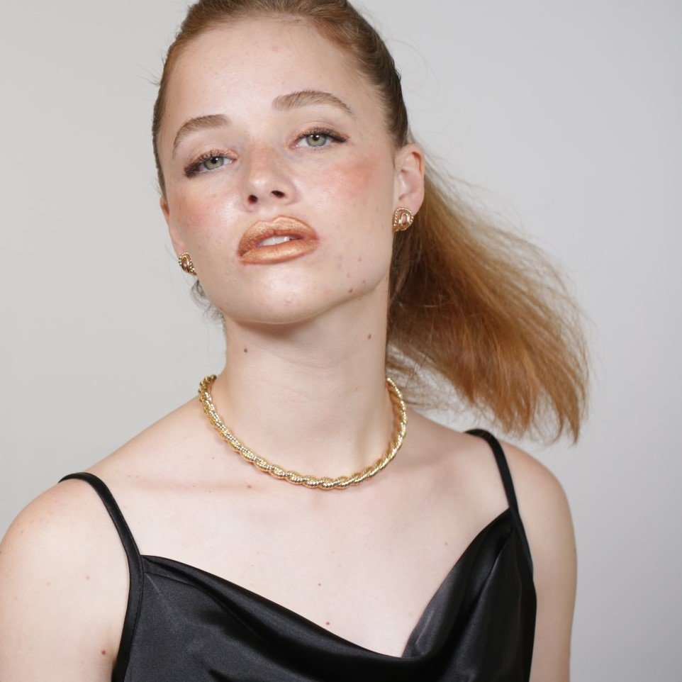 Colar Choker Corda Semijoia Banhado a Ouro 18K Ania Store Dourado 5