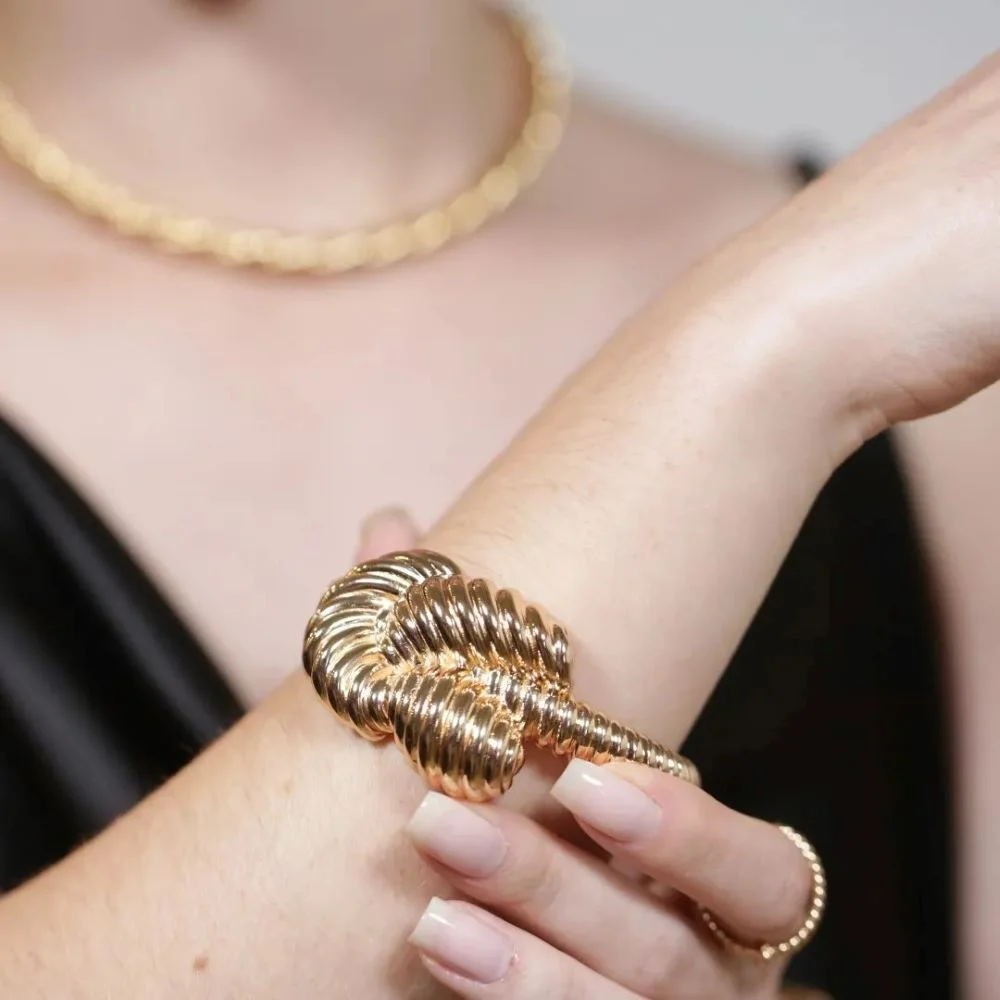Bracelete Corda com Nó Semijoia Banhado a Ouro 18K Ania Store Dourado 4