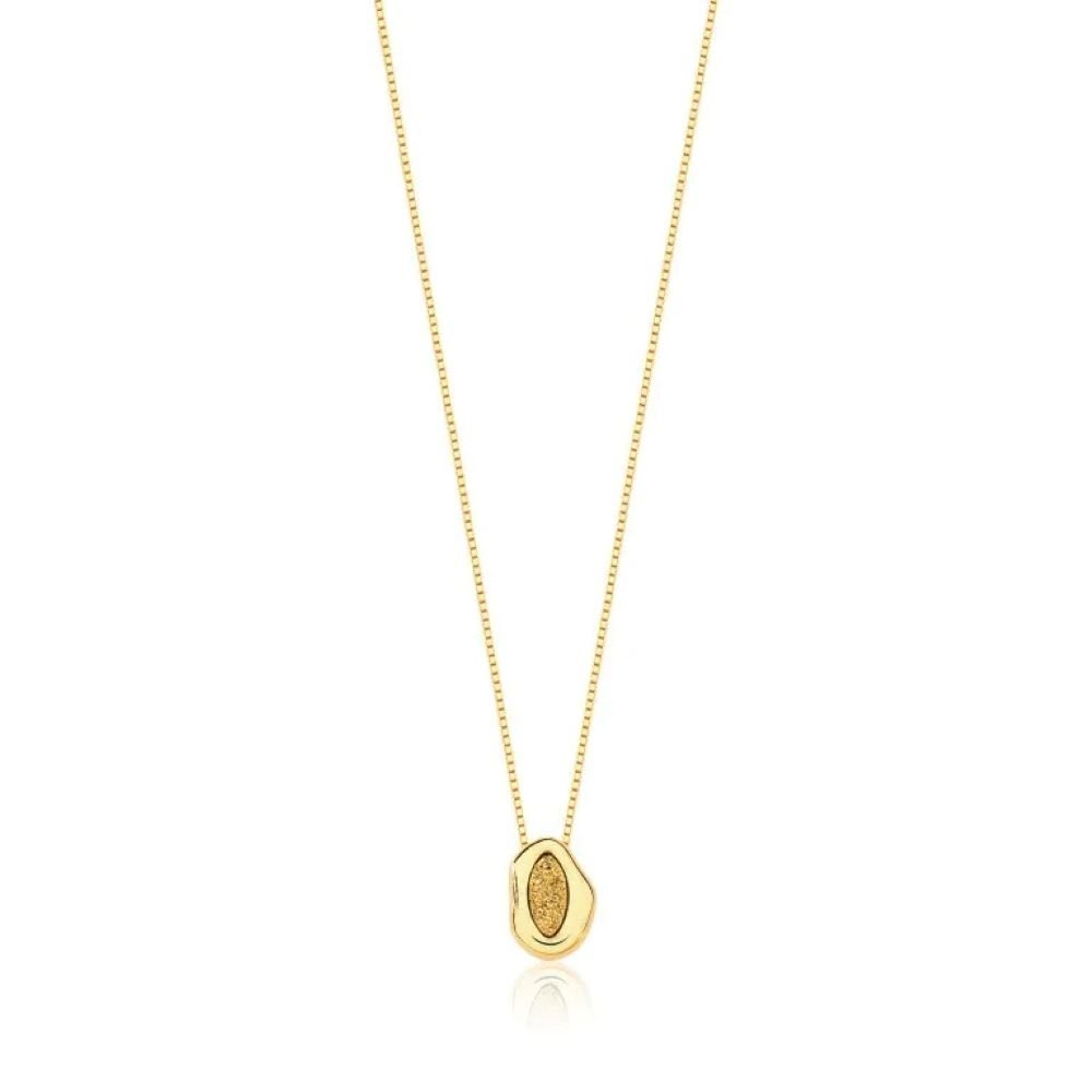 Colar com Pedra Natural Drusa Ouro Semijoia Banhado a Ouro 18K Ania Store Dourado 1
