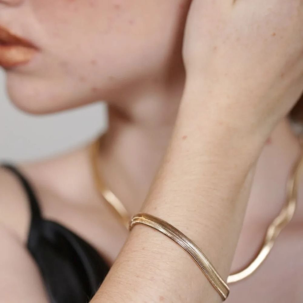 Pulseira Malha Laminada Semijoia Banhado a Ouro 18K Ania Store Dourado 2