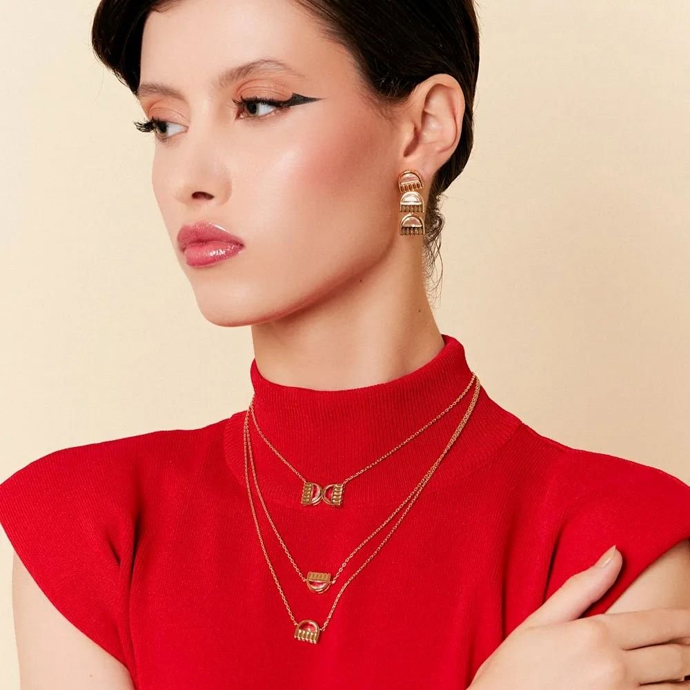 Colar com Pingente em Cristal Semijoia Banhada a ouro 18k Ania Store Dourado 2