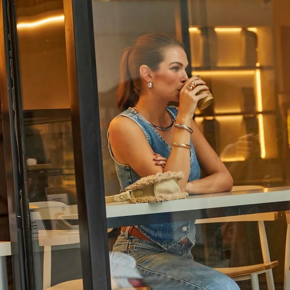 Anel Gota Dupla Lisa Semijoia Banhada a Ouro 18k Ania Store Dourado 2