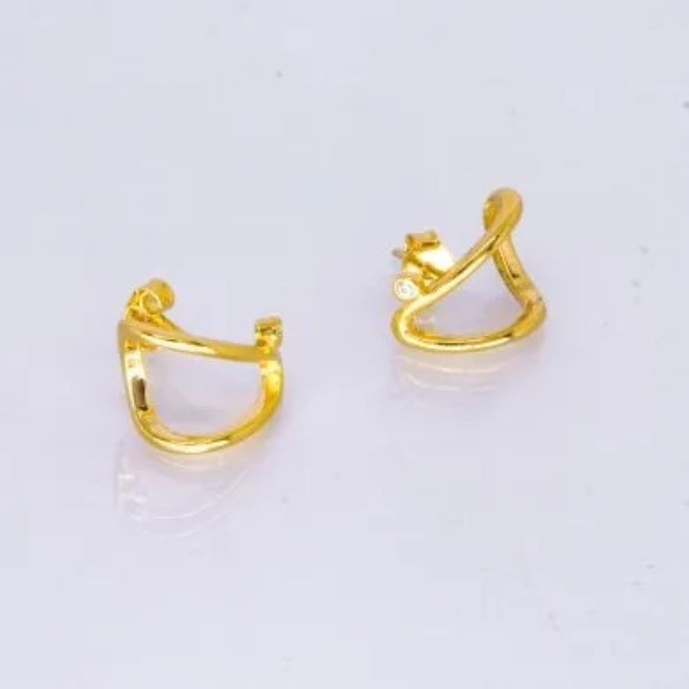 Brinco Meia Argola Pequena Semijoia Banhado a Ouro 18K Ania Store Dourado 1