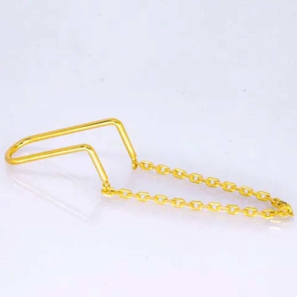 Piercing Geométrico com Corrente Semijoia Banhado a Ouro Ania Store Dourado 3