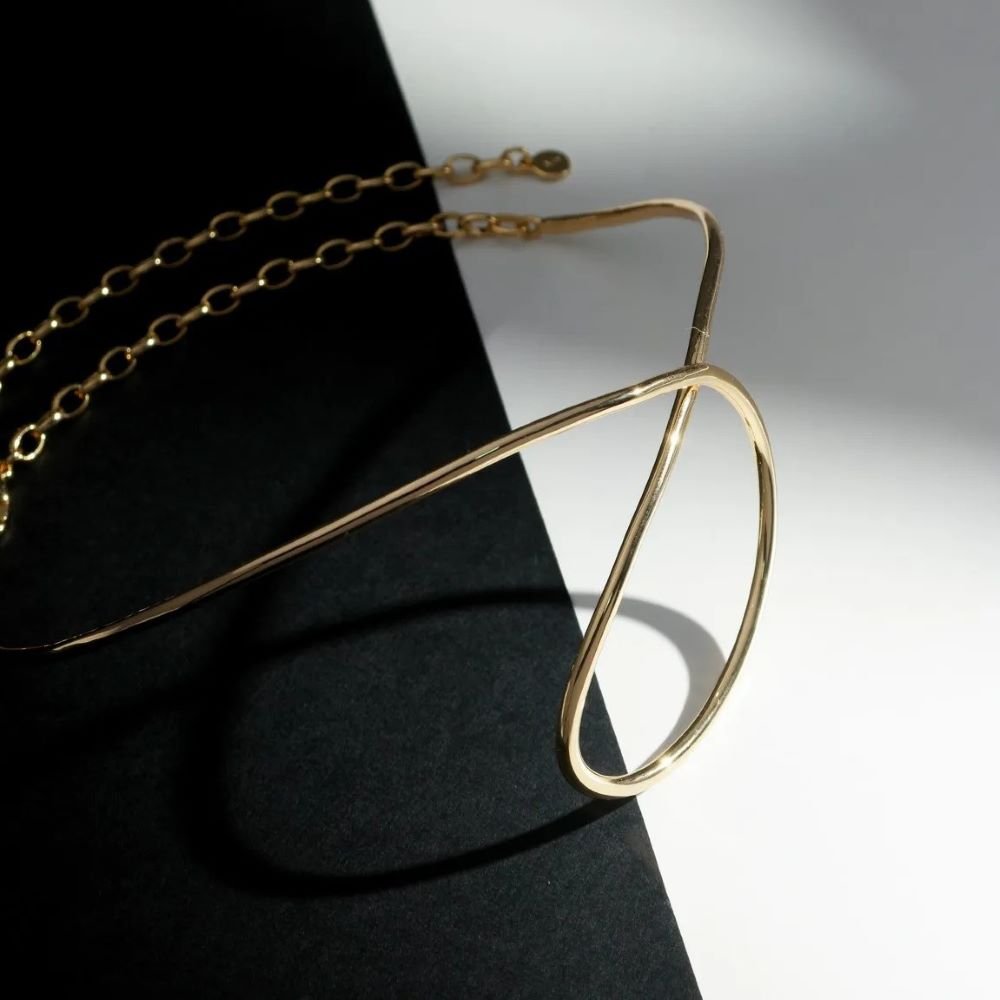 Colar Gargantilha Aro Curvo Semijoia Banhada a Ouro 18K Ania Store Dourado 2