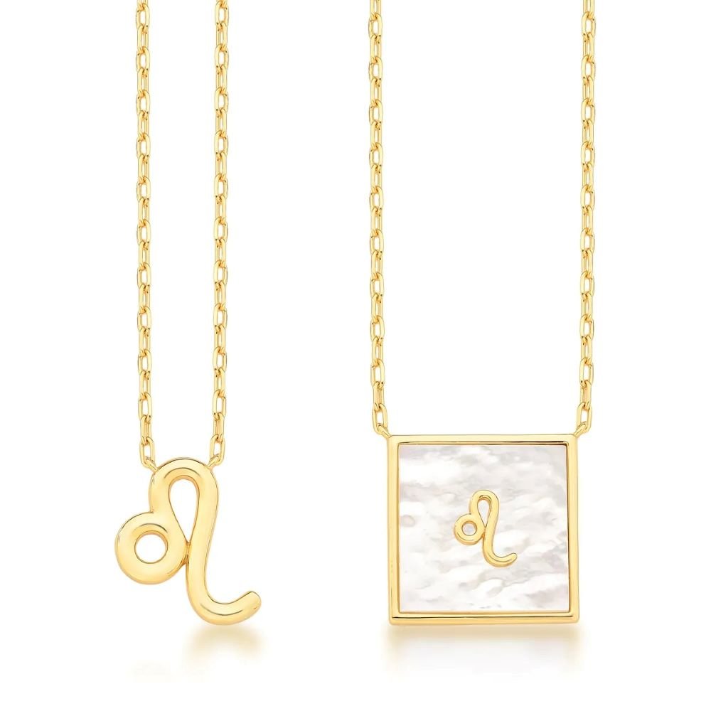 Colar com Pingentes em Madrepérola Signo de Leão Semijoia Banhada a Ouro 18K Ania Store Dourado 1