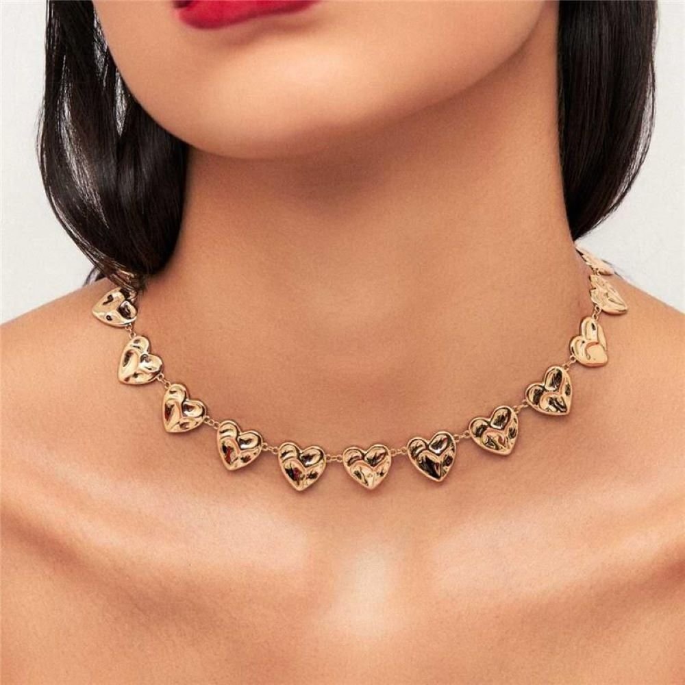 Colar Coração Texturizado Liso Semijoia Banhada a Ouro 18k Ania Store Dourado 2