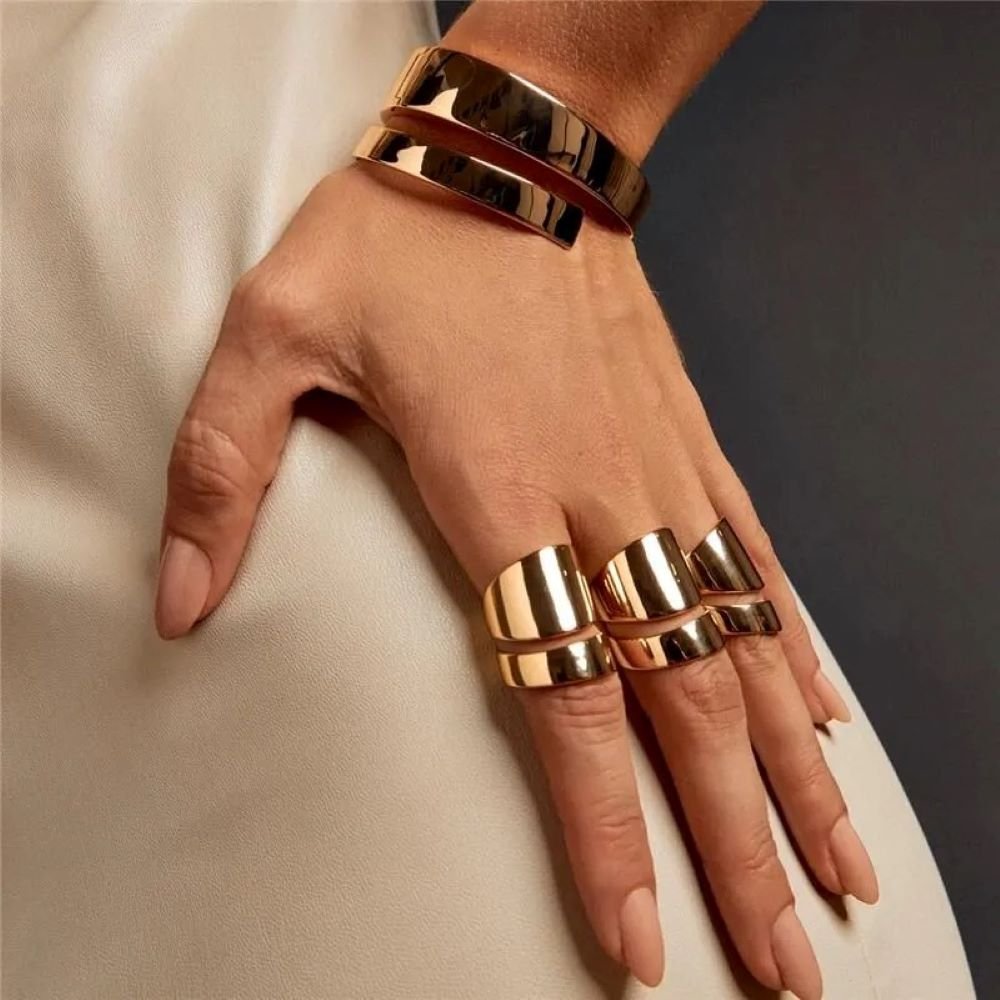 Anel Duas Voltas Lisos Semijoia Banhada a Ouro 18K Ania Store Dourado 3