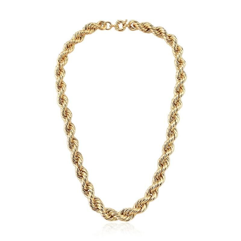 Colar Elos Corda Duplo Semijoia Banhado a Ouro 18K Ania Store Dourado 1