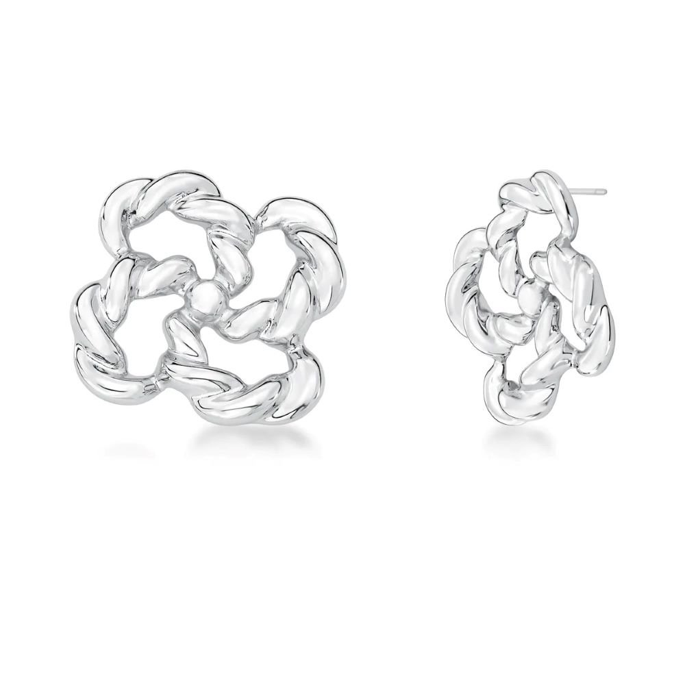 Brinco Maxi Corda Semijoia Banhado a Ródio Ania Store Prata 1