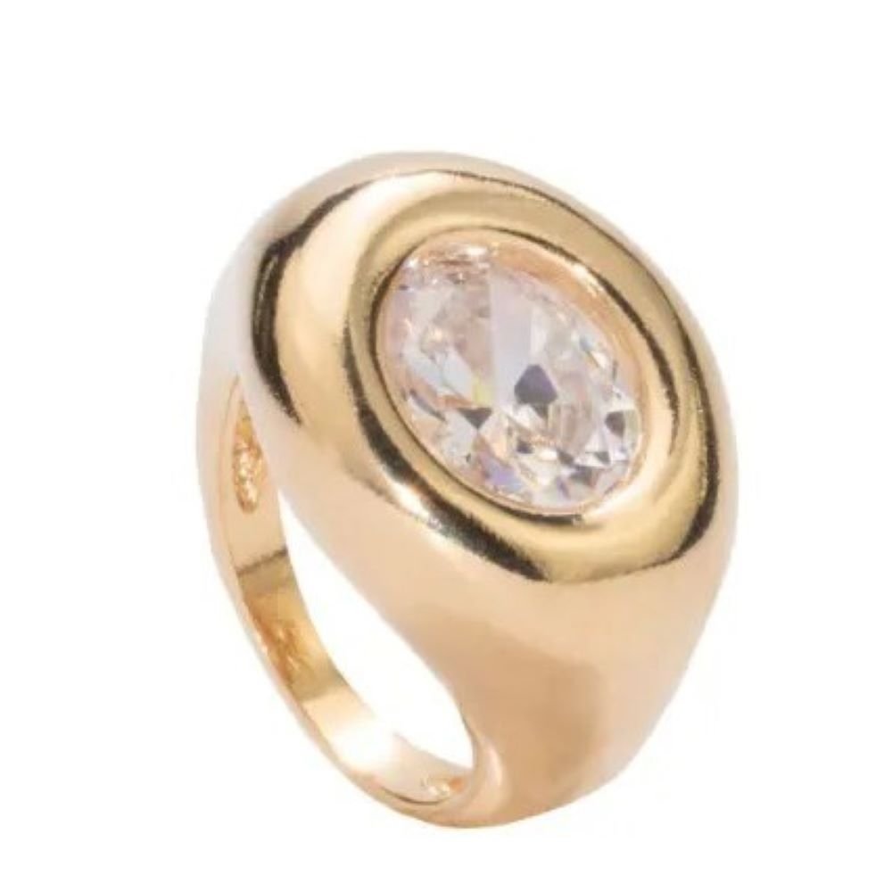 Anel com Cristal Semijoia Banhada a Ouro 18K Ania Store Dourado 1