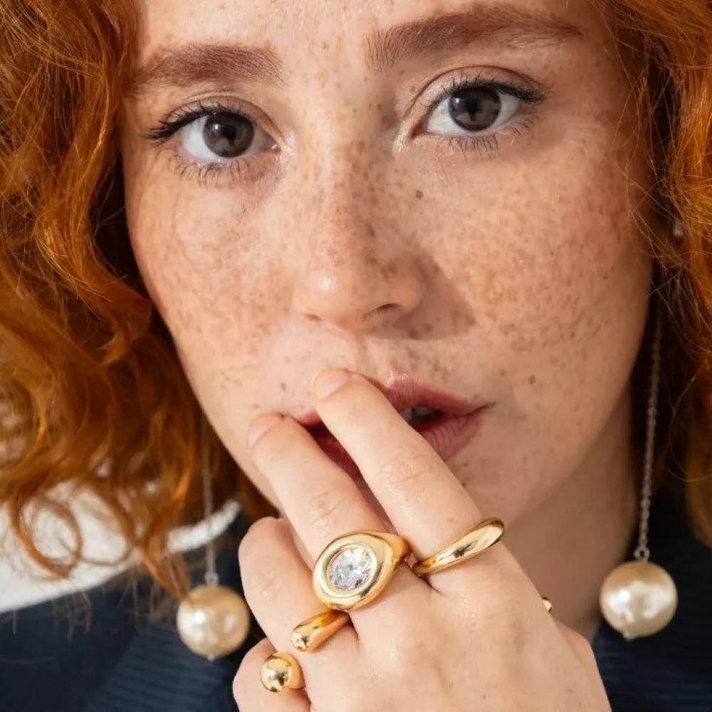 Anel com Cristal Semijoia Banhada a Ouro 18K Ania Store Dourado 2