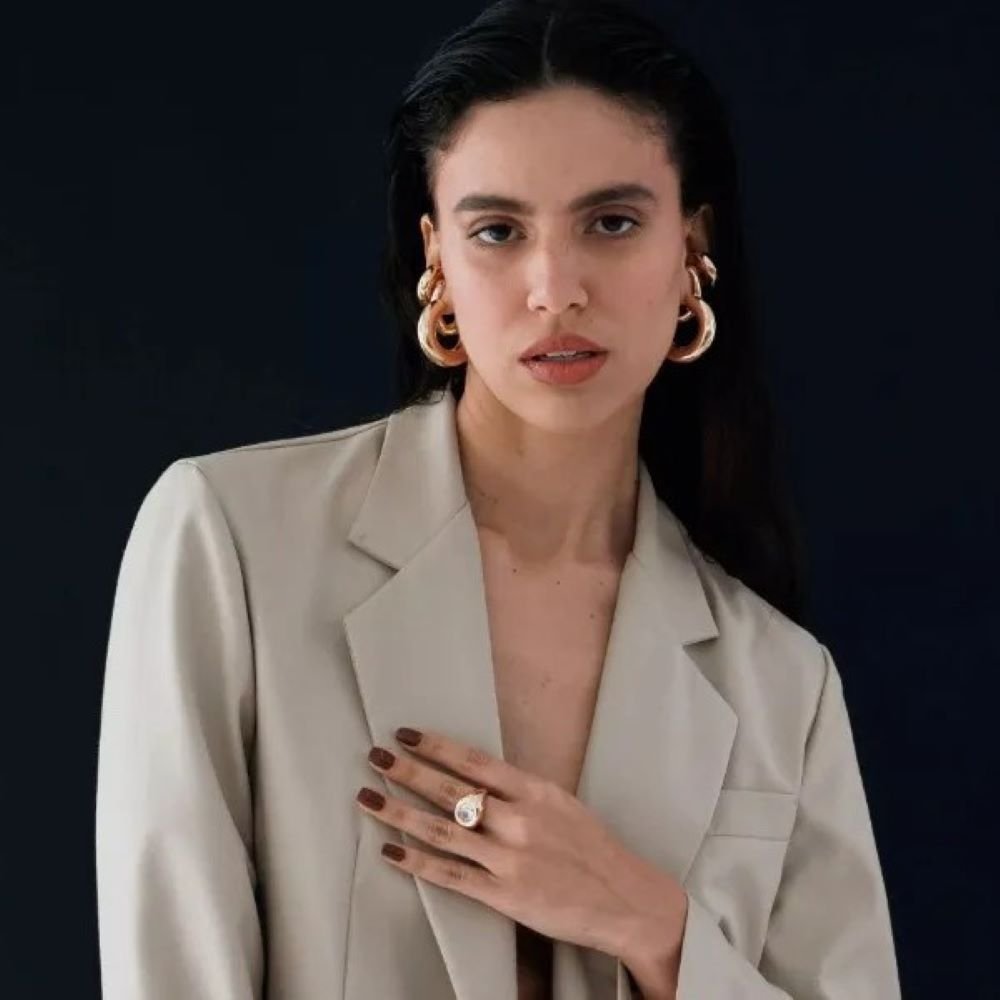 Anel com Cristal Semijoia Banhada a Ouro 18K Ania Store Dourado 4