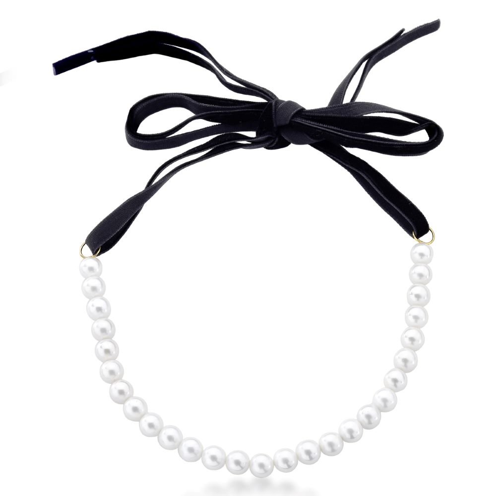 Choker Veludo e Pérola Shell Atena Branco 1