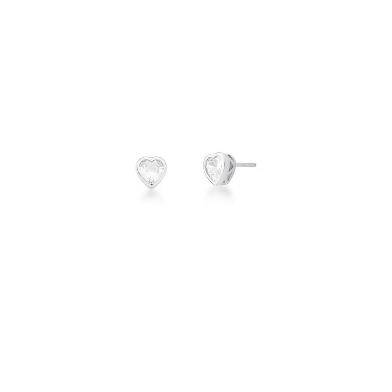 Brinco Coração com Cristal Banhado a Ródio Semijoia Meryl Prata 1