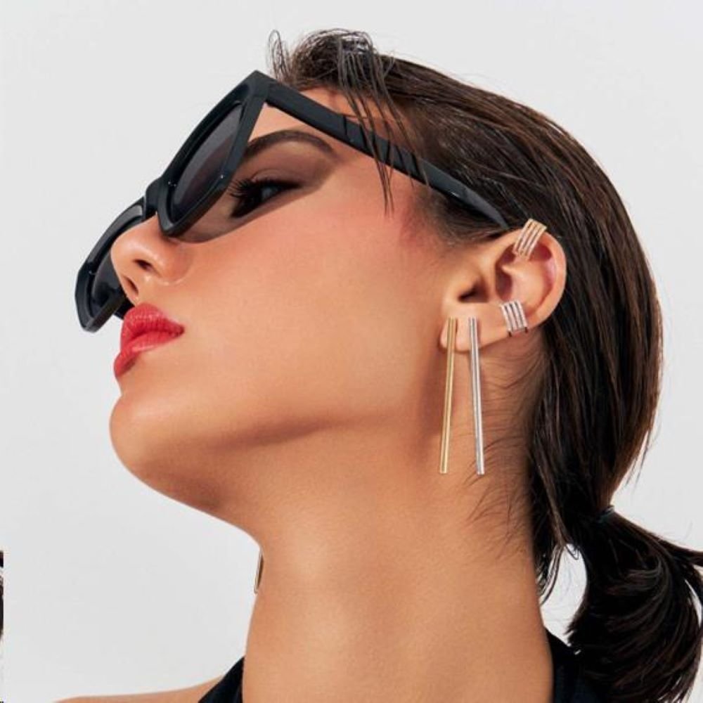 Piercing 4 Aros Cravejado Semijoia Banhado a Ródio Branco Ania Store Prata 2