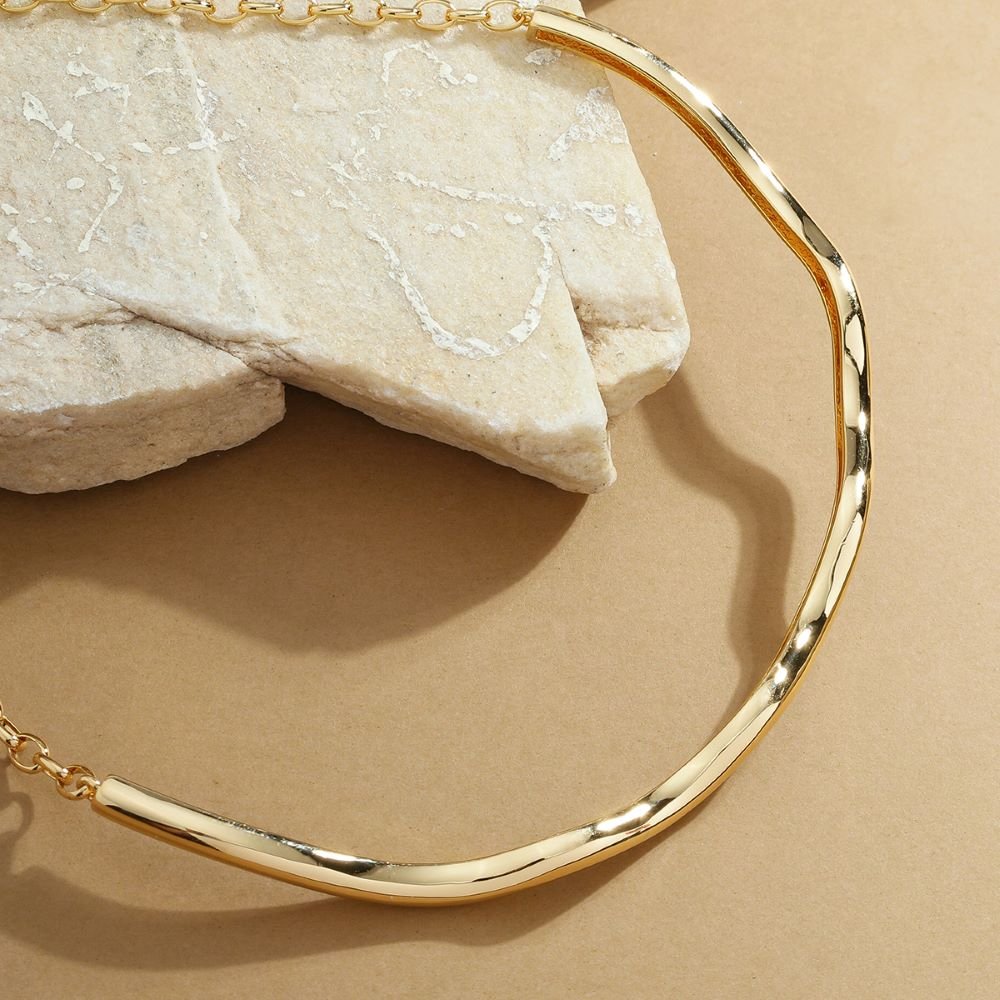 Colar Choker Aro Ondulado Semijoia Banhado a Ouro 18K Ania Store Dourado 3