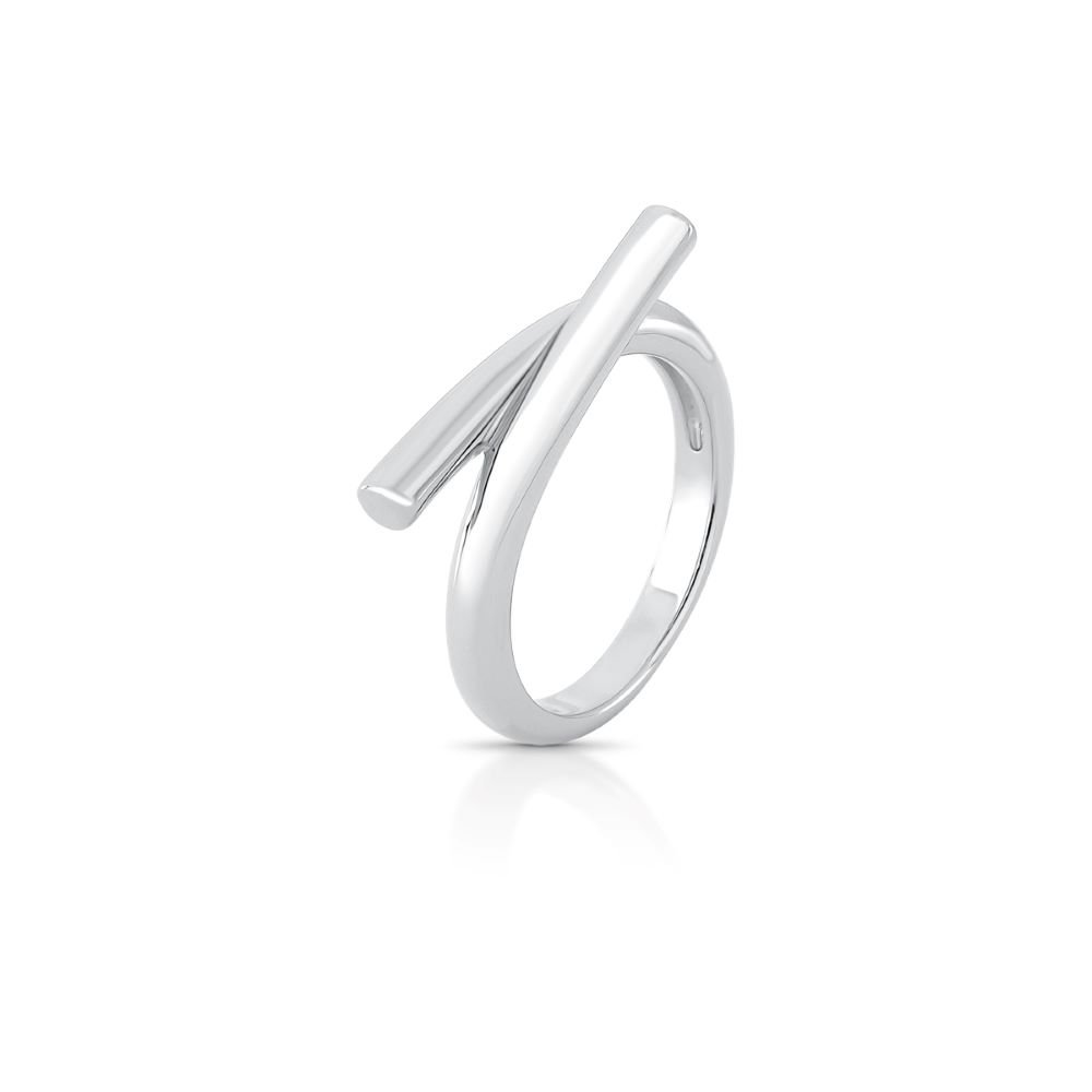 Anel Aro Torcido Liso Semijoia Banhada a Ródio Ania Store Prata 1