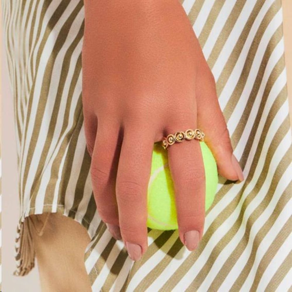 Anel Dourado Semi Esferas Semijoia Banhado a Ouro 18K Ania Store Dourado 2