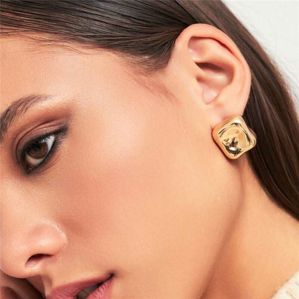 Brinco Cubo Orgânico Semijoia Banhado a Ouro 18K Ania Store Dourado 2
