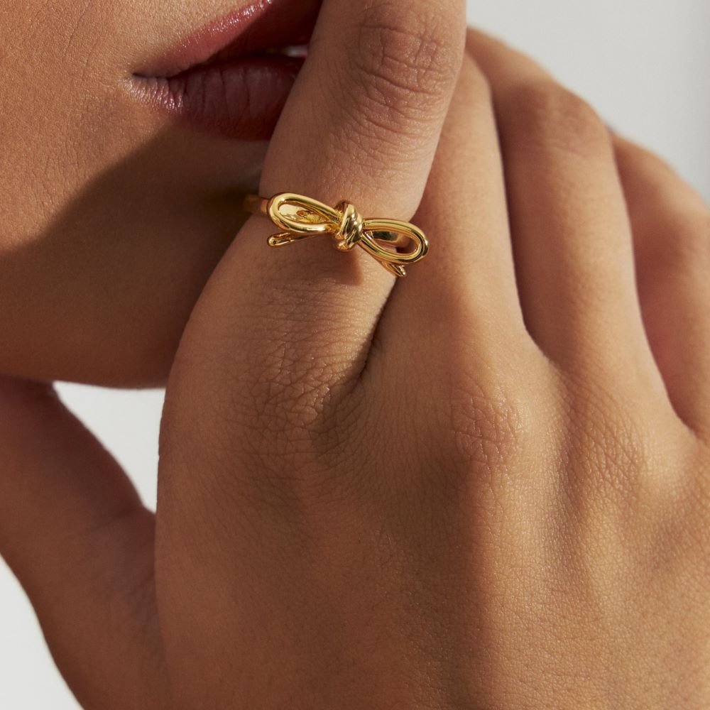 Anel Laço Liso Semijoia Banhada a Ouro 18K Ania Store Dourado 2