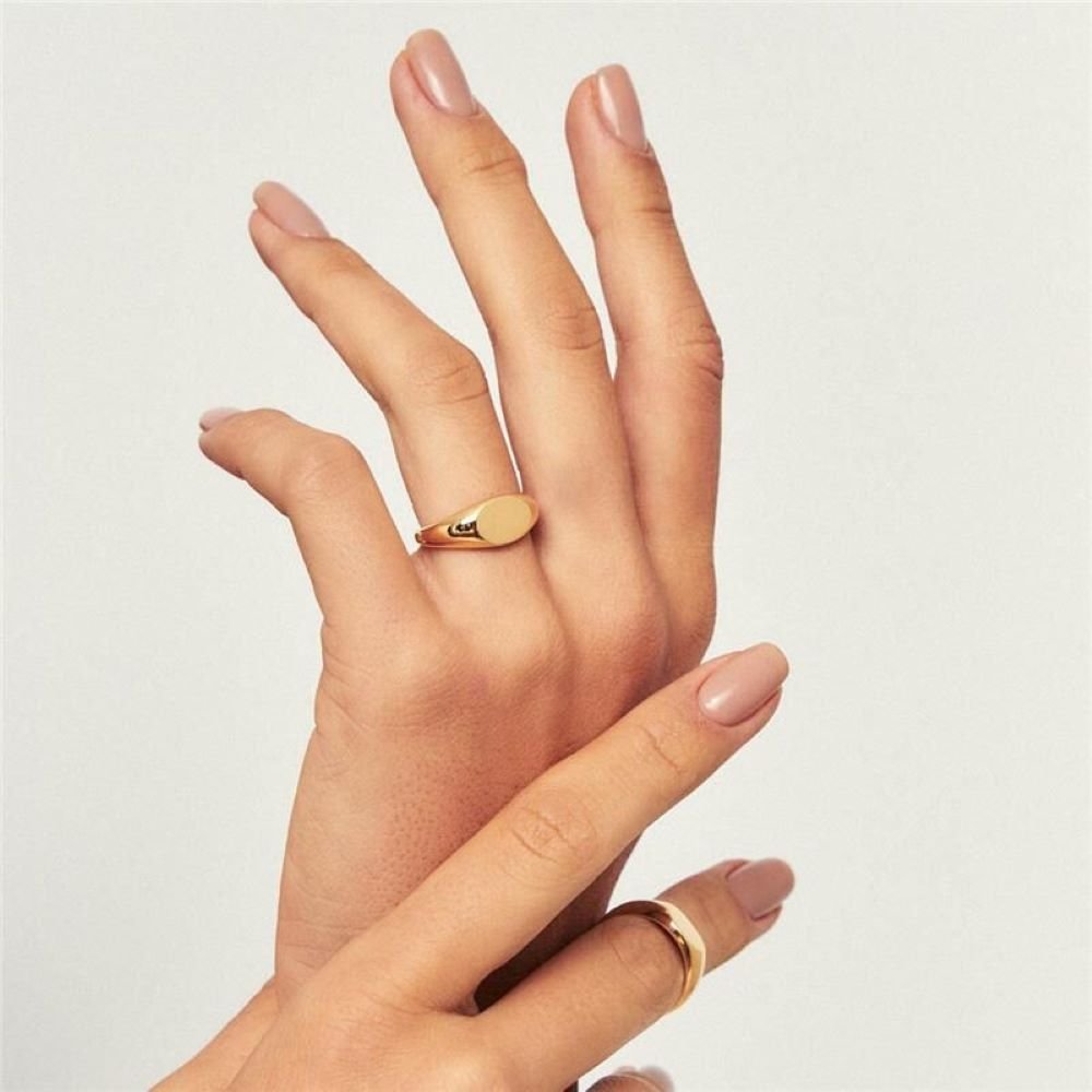 Anel Liso com Detalhe Reto Semijoia Banhada a Ouro 18K Ania Store Dourado 2