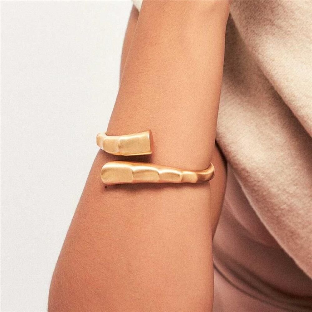 Pulseira Bracelete Textura Acetinado Banhado a Ouro 18K Semijoia Ania Store Dourado 2