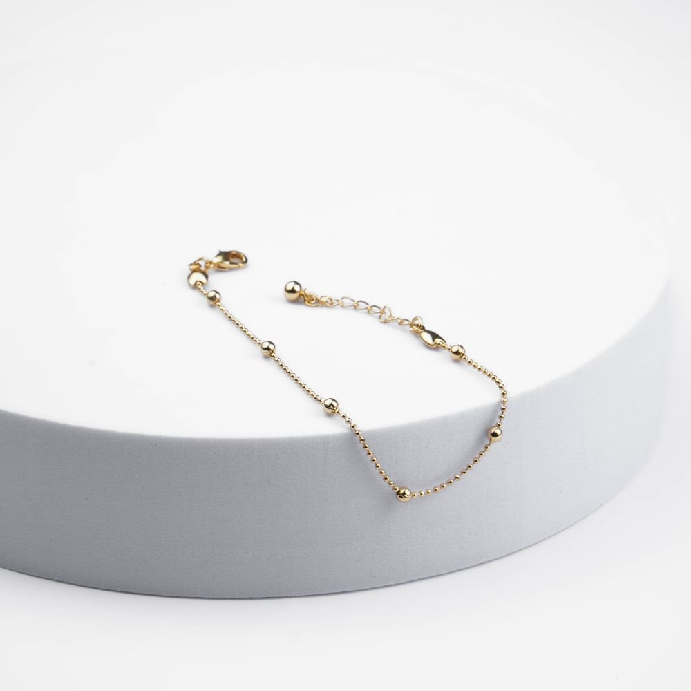 Pulseira Delicada com Bolinhas Semijoia Banhado a Ouro Ania Store