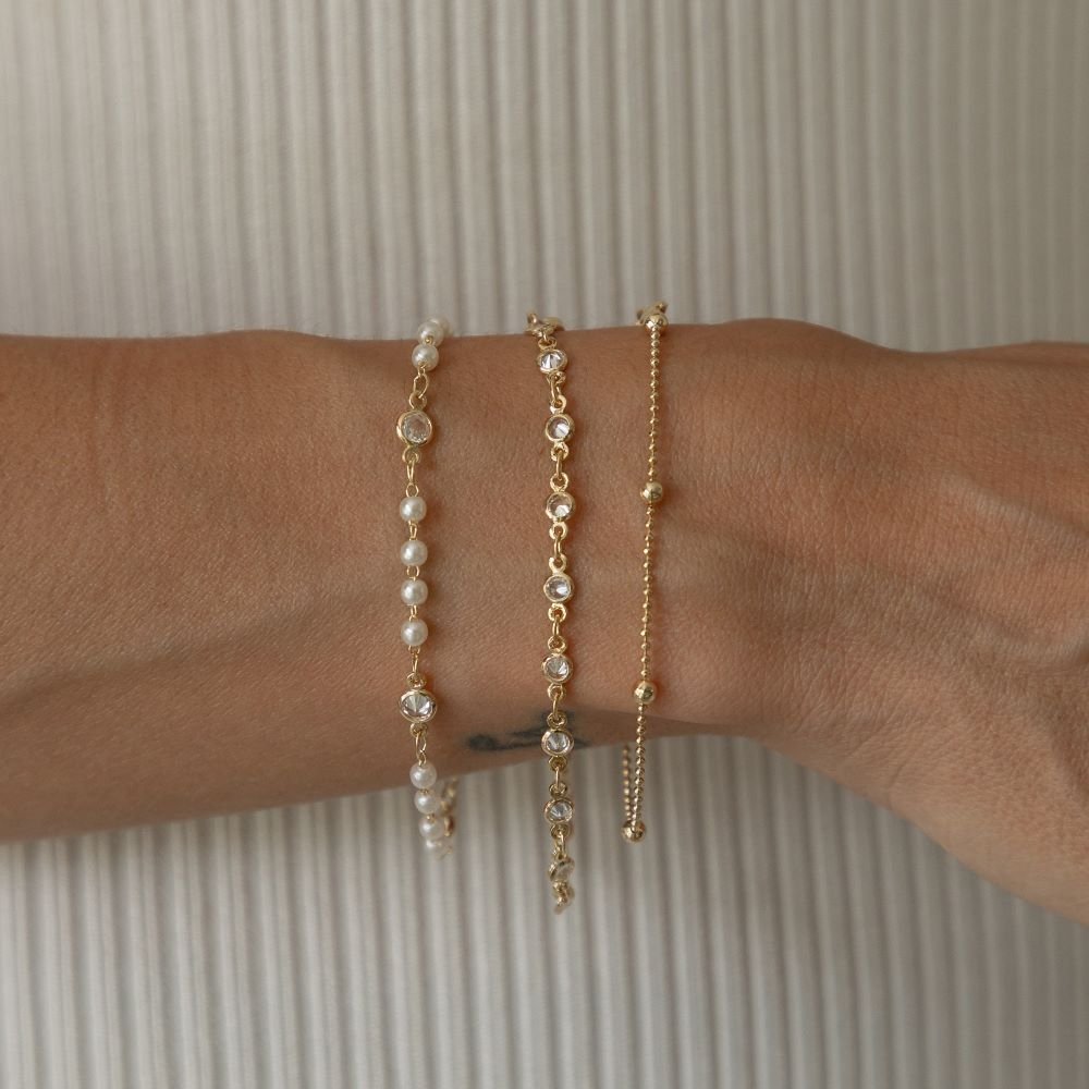 Pulseira Delicada com Bolinhas Semijoia Banhado a Ouro Ania Store Dourado 2