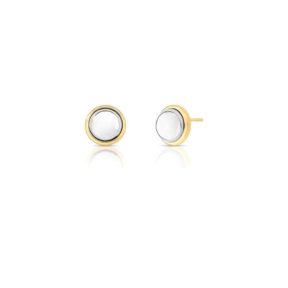Conjunto Brinco Redondo + Colar Dois Banhos Semijoia Banhado a Ouro e Ródio Ania Store Dourado 3