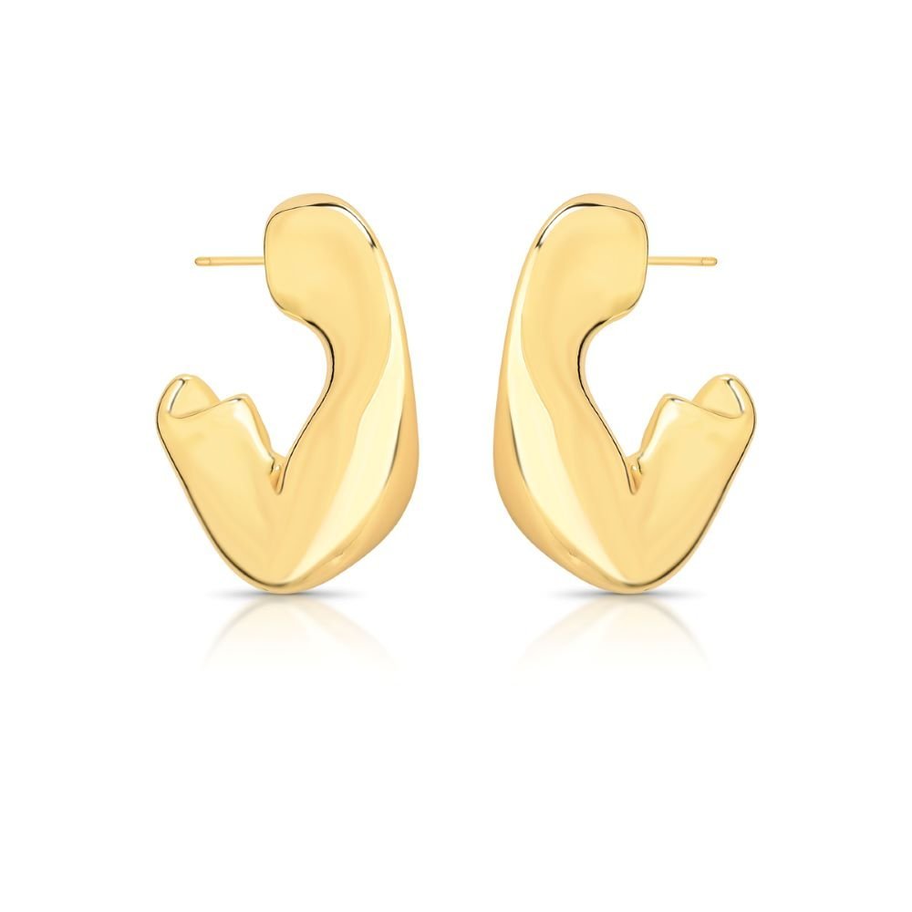 Brinco Argola M Bold Orgânico Dourada Semijoia Banhado a Ouro 18K Ania Store