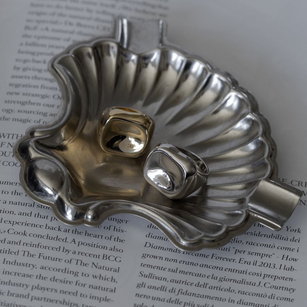 Anel Mindinho Cubo Orgânico Semijoia Banhado a Ouro Ania Store Dourado 6