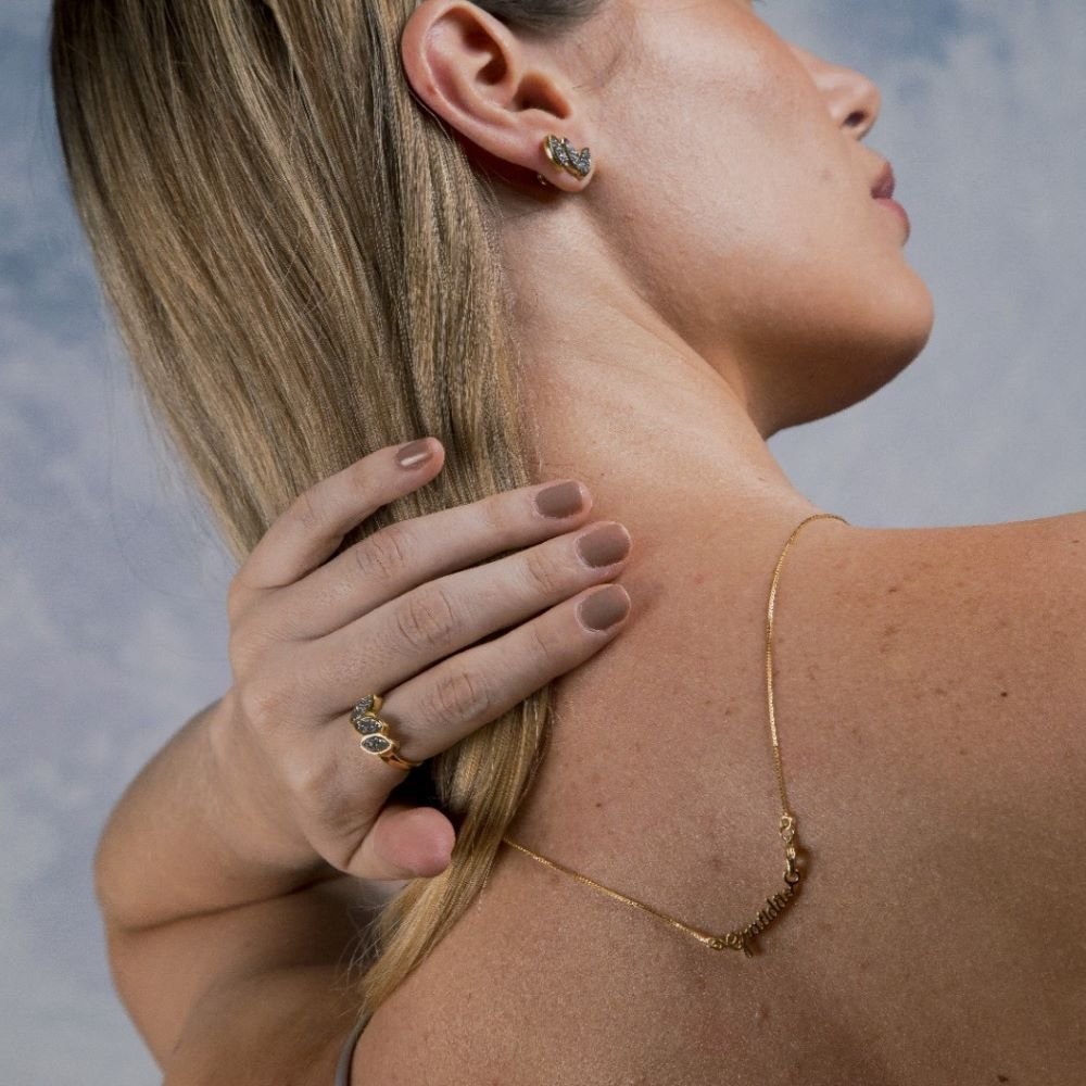 Colar Grateful com Pedra Natural Drusa Banhado a Ouro 18k Semijoia Ania Store Dourado 3