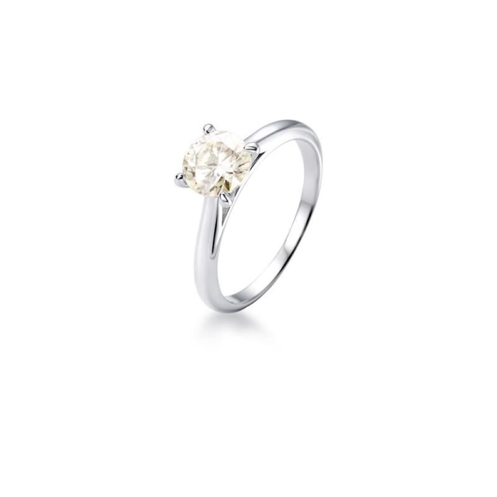 Anel Solitário em Prata com Pedra Moissanite 6.5mm Semijoia Ania Store Prata 1