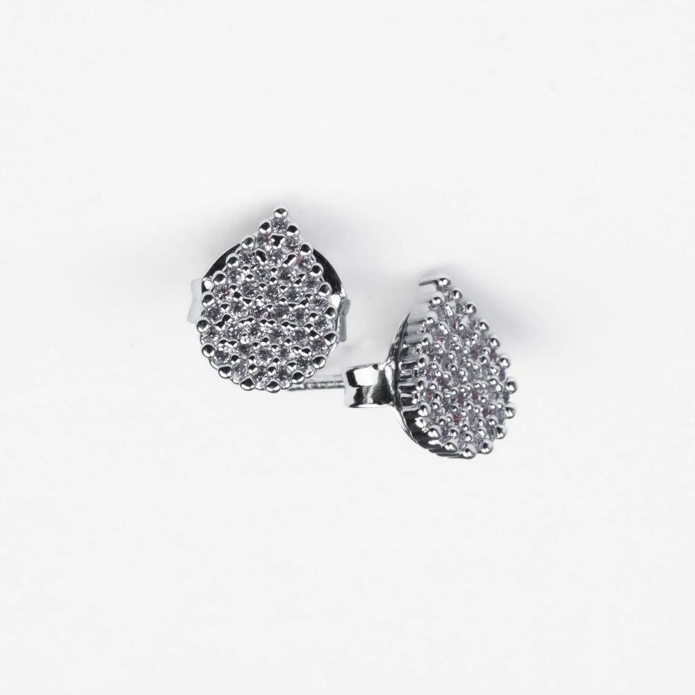 Trio de Brincos Mini Gotas Prata Cravejado Semijoia Banhado a Ródio Ania Store Prata 2