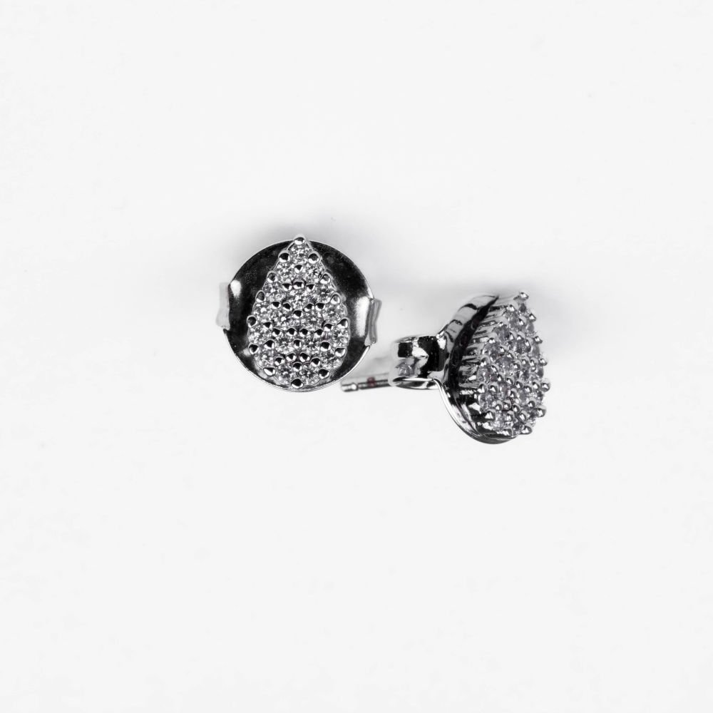 Trio de Brincos Mini Gotas Prata Cravejado Semijoia Banhado a Ródio Ania Store Prata 3