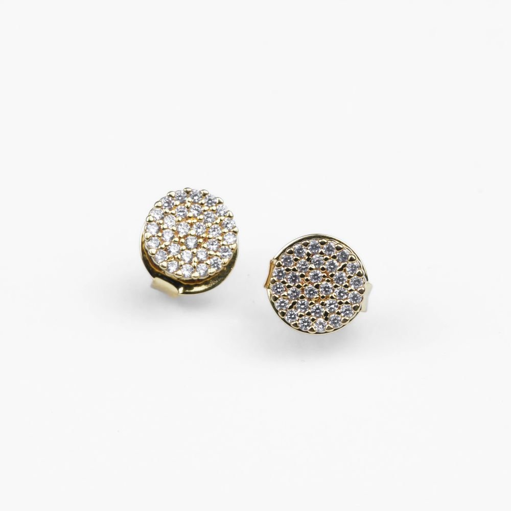 Trio de Brincos Mini Círculo Cravejado Semijoia Banhado a Ouro Ania Store Dourado 3