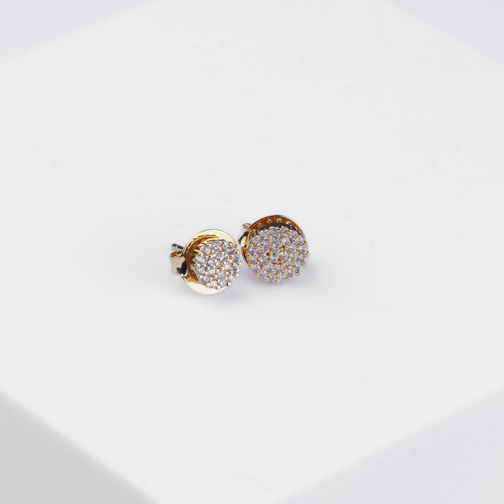 Trio de Brincos Mini Círculo Cravejado Semijoia Banhado a Ouro Ania Store Dourado 6