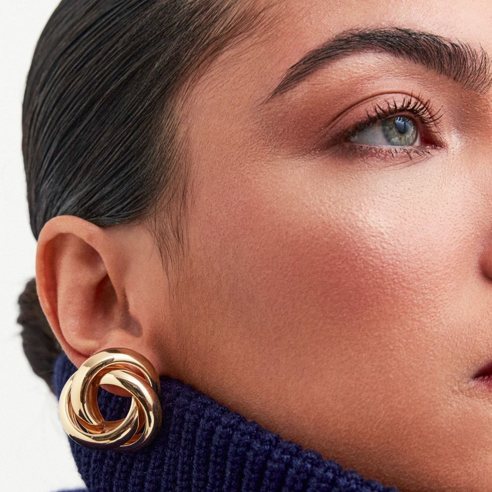 Brinco Argolas Bold Entrelaçadas Semijoia Banhado a Ouro 18K Ania Store