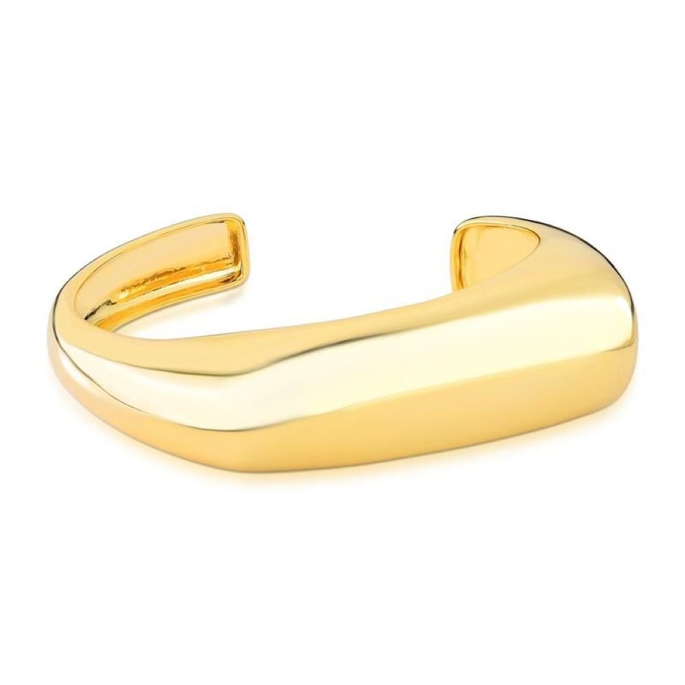Bracelete Curvo e Abaulado Semijoia Banhado a Ouro 18K Ania Store Dourado 1