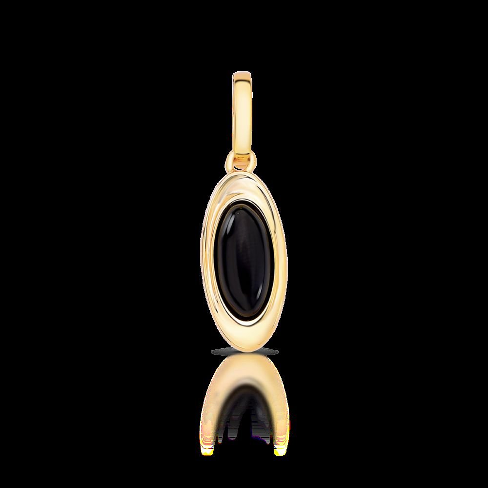 Pingente Oval Onix Semijoia Banhado a Ouro 18K Ania Store
