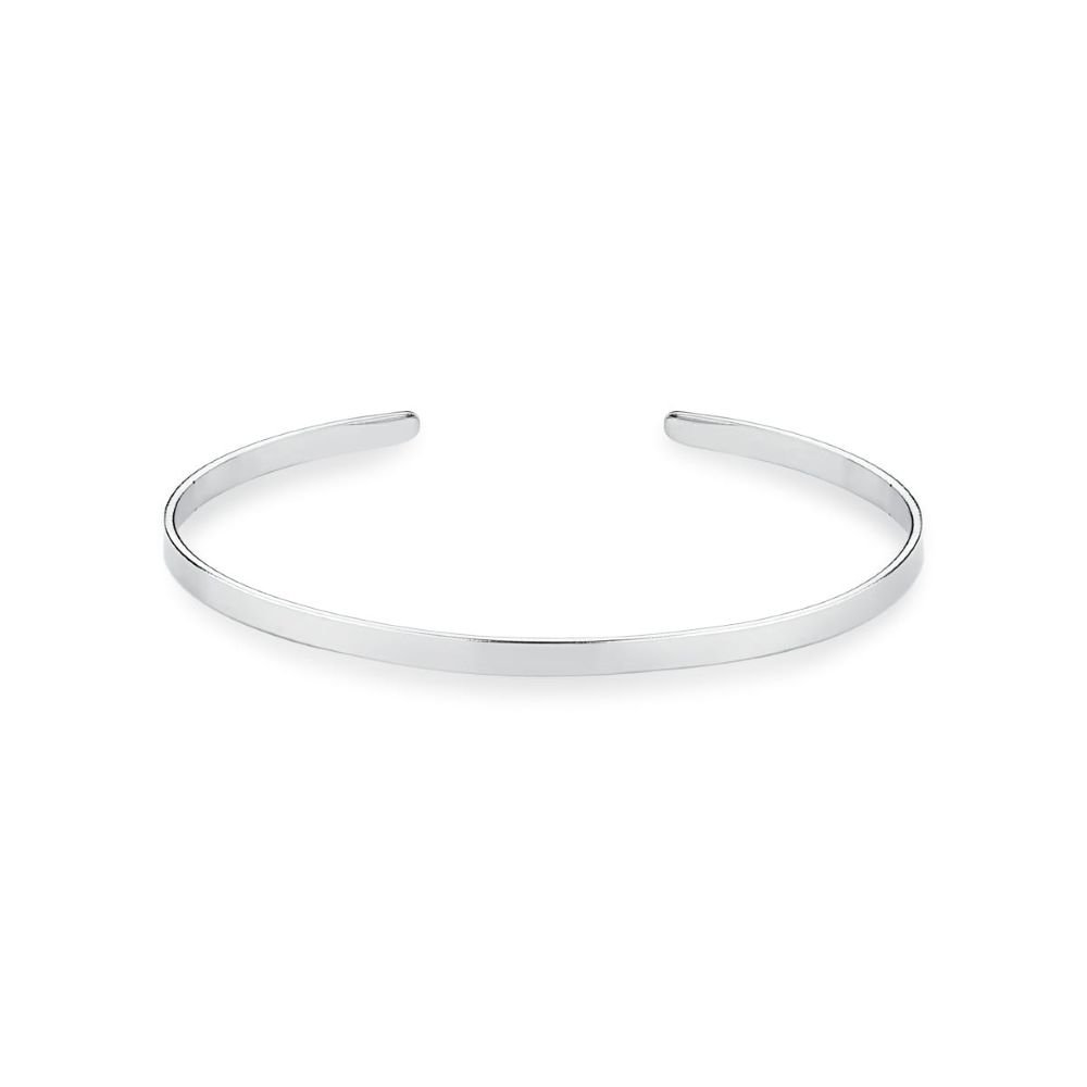 Bracelete Liso Delicado Vazado Semijoia Banhado a Ródio Ania Store