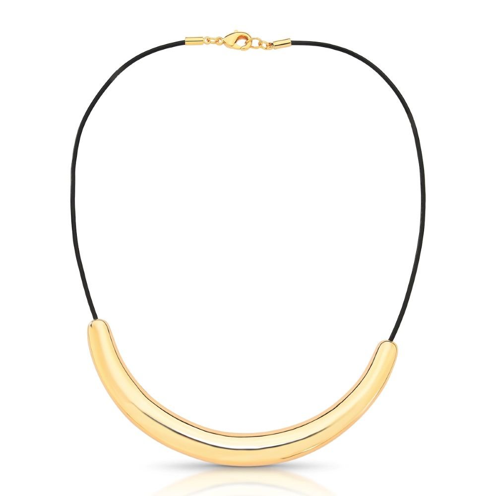 Colar Fio Encerado Preto e Detalhe Semijoia Banhado a Ouro 18K Ania Store