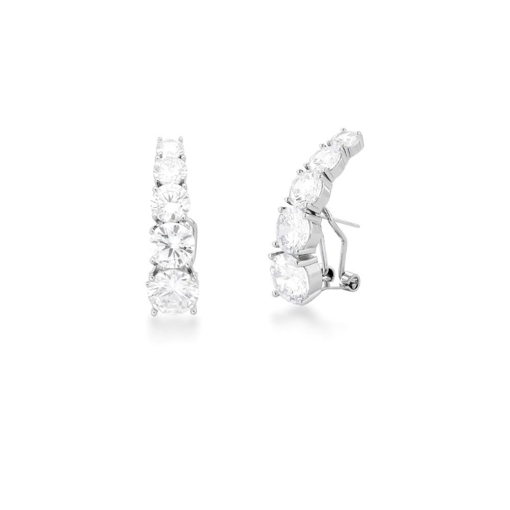 Brinco Ear Hook com Cristal Zircônia Semijoia Banhado a Ródio Ania Store Prata 1