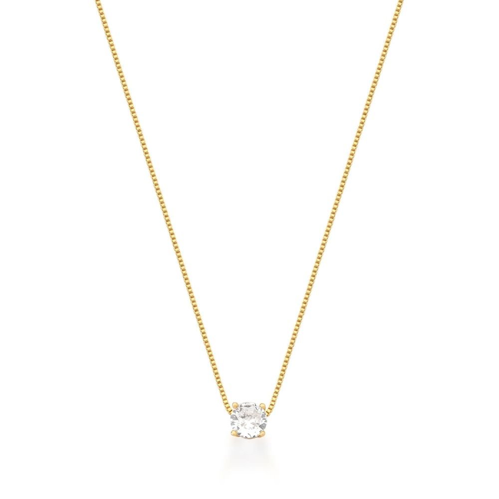 Colar Ponto de Luz Delicado Semijoia Banhado a Ródio Ania Store