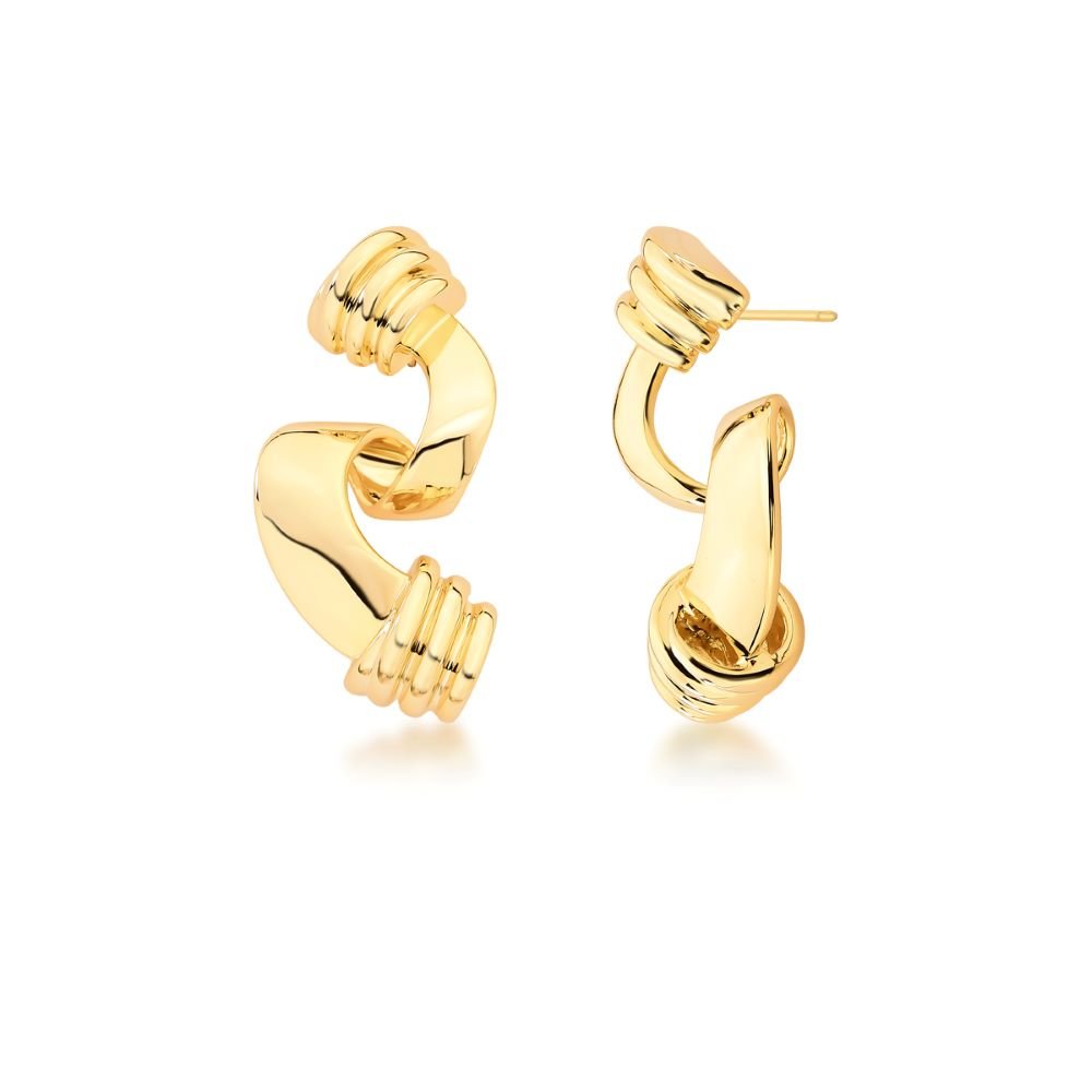 Brinco Nós Estilizados Banhada a Ouro 18K Semijoia Ania Store Dourado 1