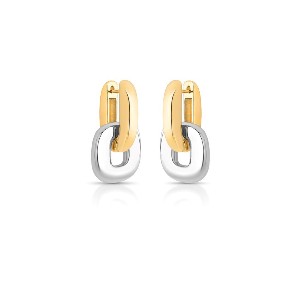 Brinco Argola 2 em 1 Dois Banhos Ouro e Ródio Semijoia Ania Store